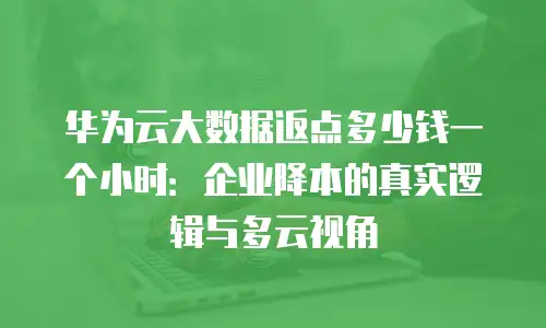 华为云大数据返点多少钱一个小时：企业降本的真实逻辑与多云视角
