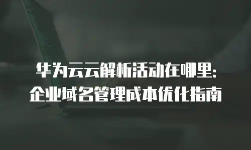 华为云云解析活动在哪里：企业域名管理成本优化指南