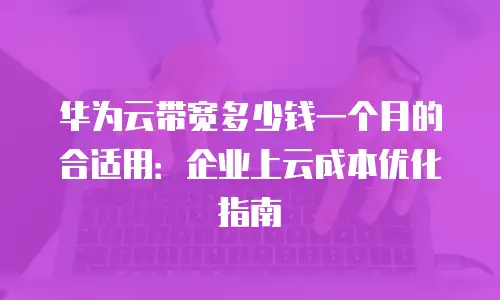 华为云带宽多少钱一个月的合适用：企业上云成本优化指南