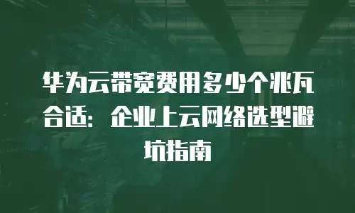 华为云带宽费用多少个兆瓦合适：企业上云网络选型避坑指南