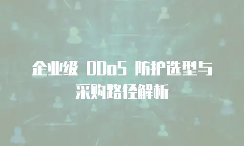 企业级 DDoS 防护选型与采购路径解析