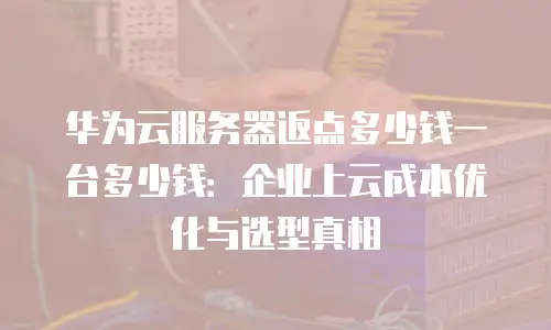 华为云服务器返点多少钱一台多少钱：企业上云成本优化与选型真相