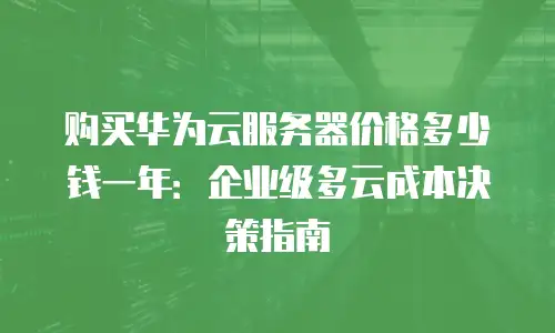 购买华为云服务器价格多少钱一年：企业级多云成本决策指南