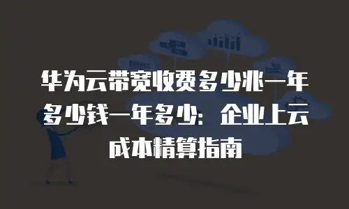 华为云带宽收费多少兆一年多少钱一年多少：企业上云成本精算指南