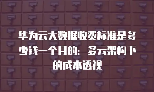华为云大数据收费标准是多少钱一个月的：多云架构下的成本透视