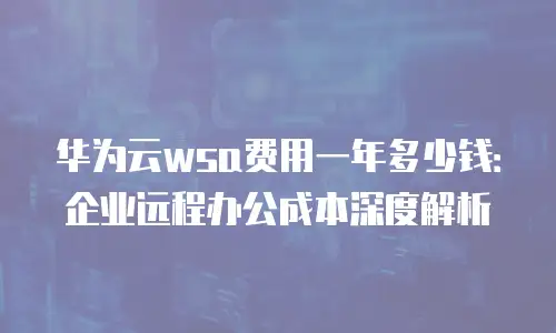 华为云wsa费用一年多少钱：企业远程办公成本深度解析