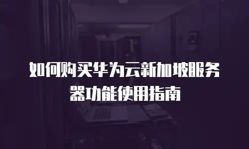 如何购买华为云新加坡服务器功能使用指南