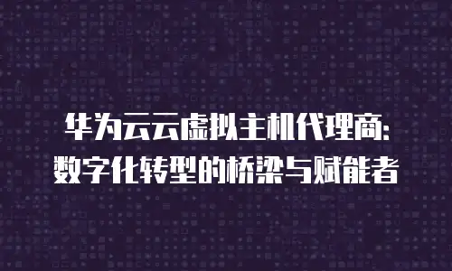 华为云云虚拟主机代理商：数字化转型的桥梁与赋能者