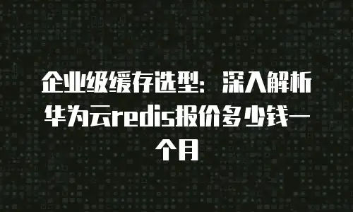 企业级缓存选型：深入解析华为云redis报价多少钱一个月