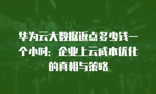 华为云大数据返点多少钱一个小时：企业上云成本优化的真相与策略