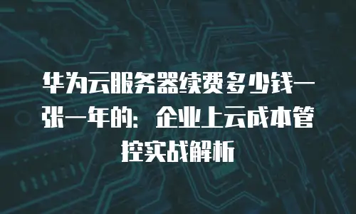 华为云服务器续费多少钱一张一年的：企业上云成本管控实战解析