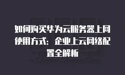 如何购买华为云服务器上网使用方式：企业上云网络配置全解析