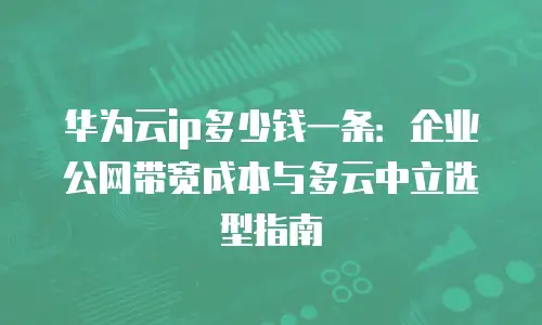 华为云ip多少钱一条：企业公网带宽成本与多云中立选型指南