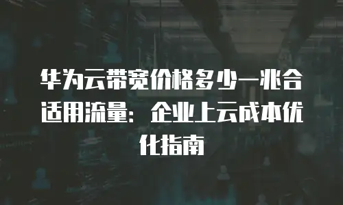 华为云带宽价格多少一兆合适用流量：企业上云成本优化指南