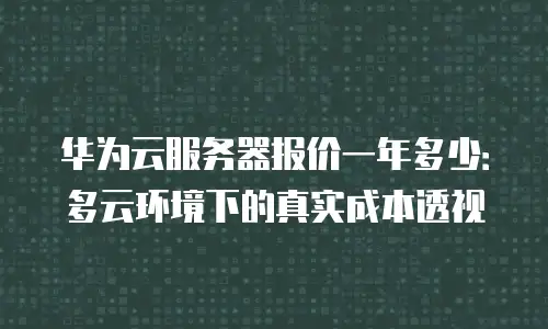 华为云服务器报价一年多少：多云环境下的真实成本透视