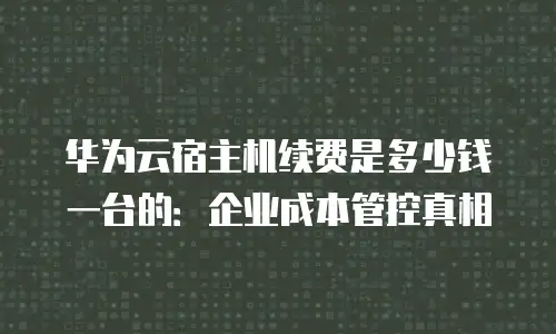 华为云宿主机续费是多少钱一台的：企业成本管控真相