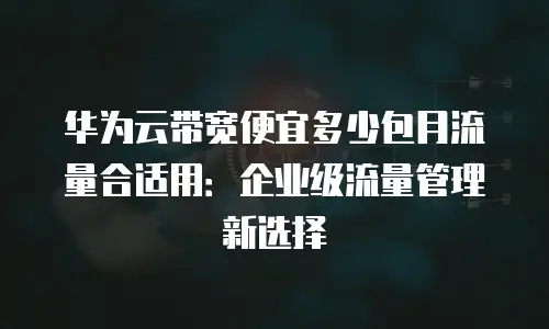 华为云带宽便宜多少包月流量合适用：企业级流量管理新选择