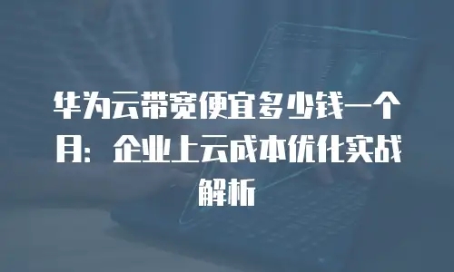 华为云带宽便宜多少钱一个月：企业上云成本优化实战解析
