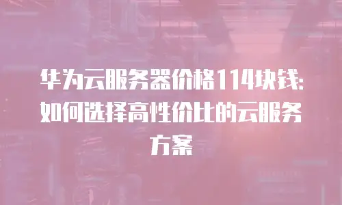 华为云服务器价格114块钱：如何选择高性价比的云服务方案