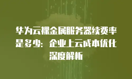 华为云裸金属服务器续费率是多少：企业上云成本优化深度解析