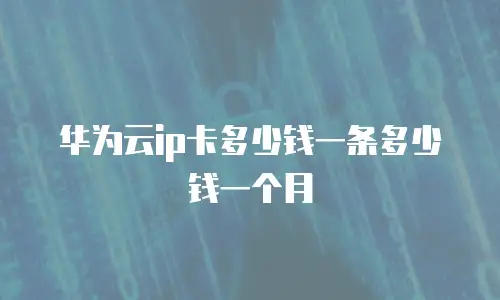 华为云ip卡多少钱一条多少钱一个月