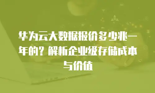 华为云大数据报价多少兆一年的？解析企业级存储成本与价值