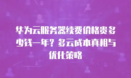 华为云服务器续费价格贵多少钱一年？多云成本真相与优化策略