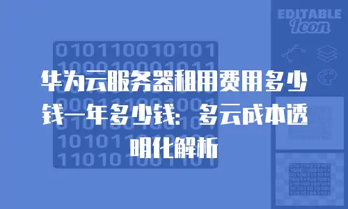 华为云服务器租用费用多少钱一年多少钱：多云成本透明化解析