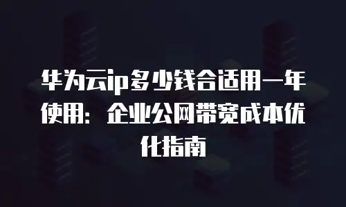 华为云ip多少钱合适用一年使用：企业公网带宽成本优化指南
