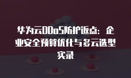 华为云DDoS防护返点：企业安全预算优化与多云选型实录