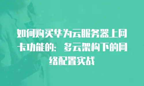 如何购买华为云服务器上网卡功能的：多云架构下的网络配置实战