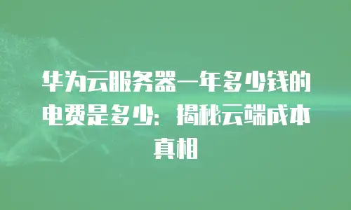 华为云服务器一年多少钱的电费是多少：揭秘云端成本真相