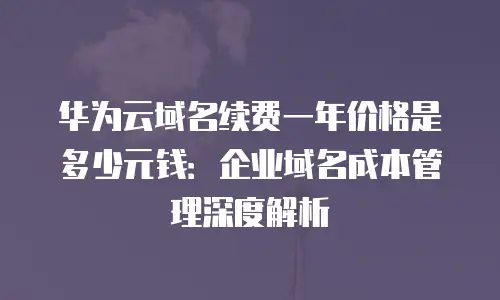 华为云域名续费一年价格是多少元钱：企业域名成本管理深度解析