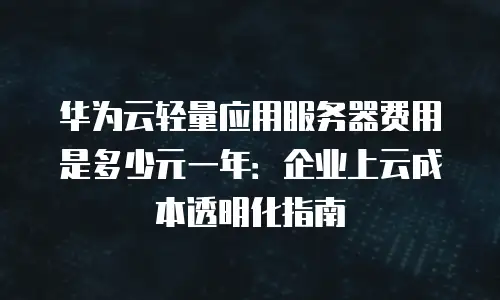 华为云轻量应用服务器费用是多少元一年：企业上云成本透明化指南