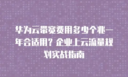 华为云带宽费用多少个兆一年合适用？企业上云流量规划实战指南