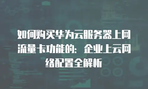 如何购买华为云服务器上网流量卡功能的：企业上云网络配置全解析
