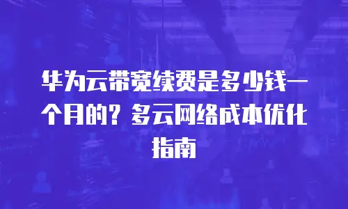 华为云带宽续费是多少钱一个月的？多云网络成本优化指南