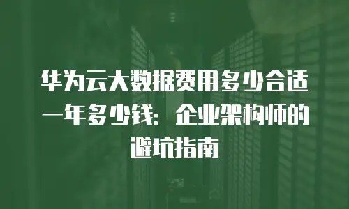 华为云大数据费用多少合适一年多少钱：企业架构师的避坑指南