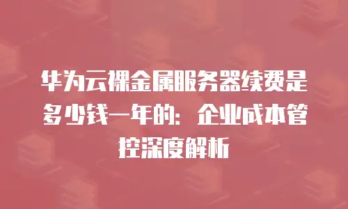 华为云裸金属服务器续费是多少钱一年的：企业成本管控深度解析