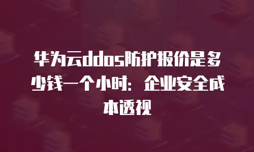 华为云ddos防护报价是多少钱一个小时：企业安全成本透视