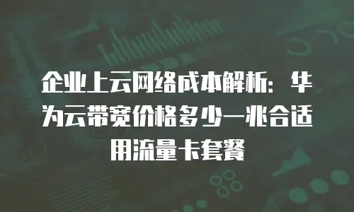企业上云网络成本解析：华为云带宽价格多少一兆合适用流量卡套餐