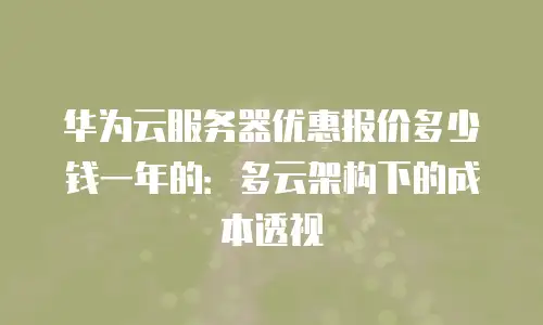 华为云服务器优惠报价多少钱一年的：多云架构下的成本透视