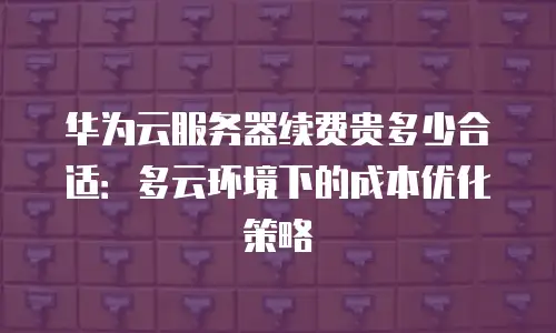 华为云服务器续费贵多少合适：多云环境下的成本优化策略
