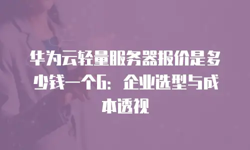 华为云轻量服务器报价是多少钱一个G：企业选型与成本透视