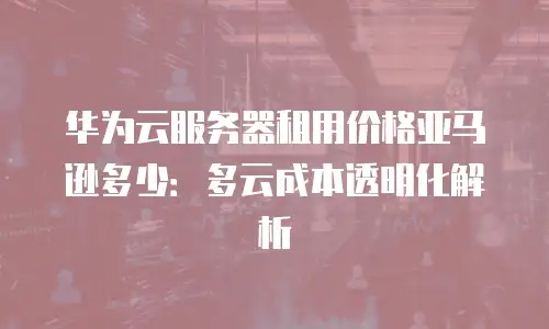 华为云服务器租用价格亚马逊多少：多云成本透明化解析