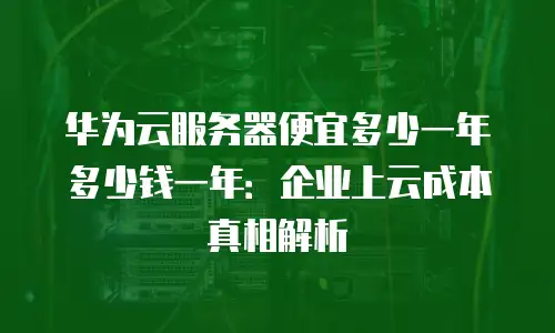 华为云服务器便宜多少一年多少钱一年：企业上云成本真相解析