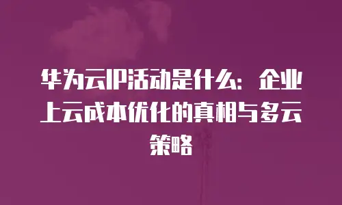 华为云IP活动是什么：企业上云成本优化的真相与多云策略