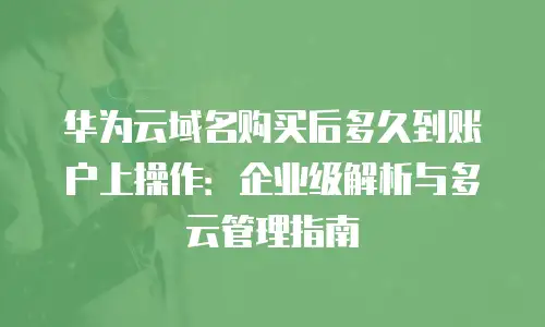 华为云域名购买后多久到账户上操作：企业级解析与多云管理指南