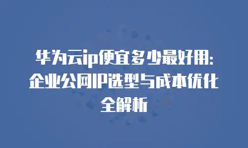 华为云ip便宜多少最好用：企业公网IP选型与成本优化全解析