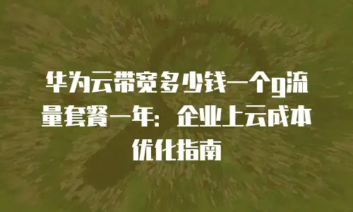 华为云带宽多少钱一个g流量套餐一年：企业上云成本优化指南